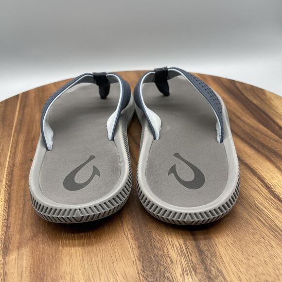 OluKai Ulele Sandals Mens Size 8 Gray Blue Flip Flops Thong Beach Casual Shoes